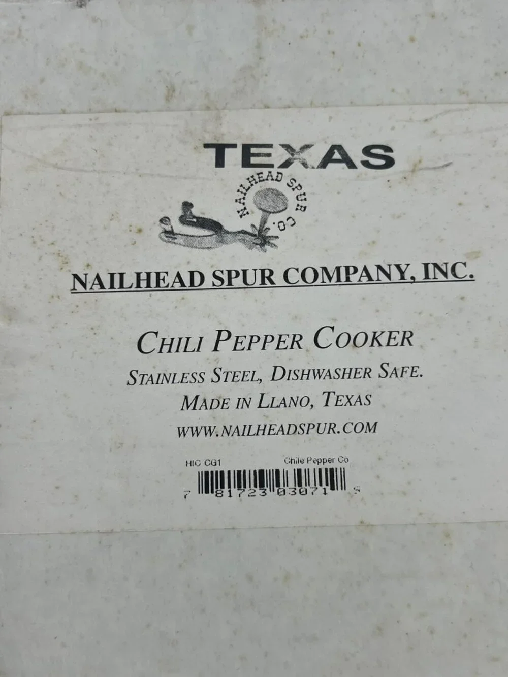 Chile Pepper Cooker - Nailhead Spur Company Inc. New Condition